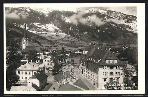 AK Bad Hofgastein, Teilansicht mit Kirche aus der Vogelschau