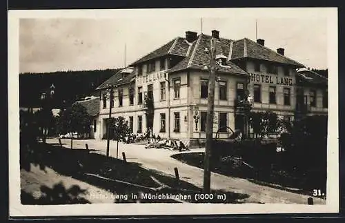 AK Mönichkirchen, Hotel Lang mit Strasse