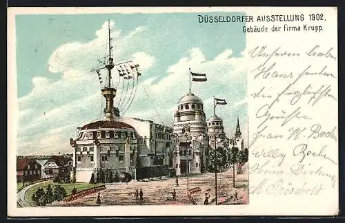 AK Industrie- und Gewerbe-Ausstellung Düsseldorf 1902, Gebäude der Firma Krupp