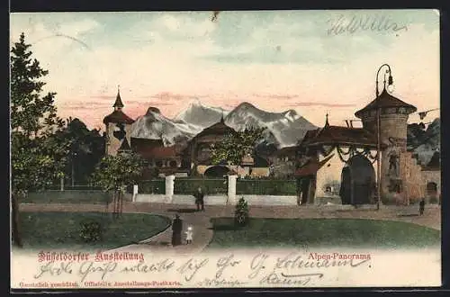 AK Düsseldorf, Industrie- u. Gewerbe-Ausstellung 1902, Alpen-Panorama