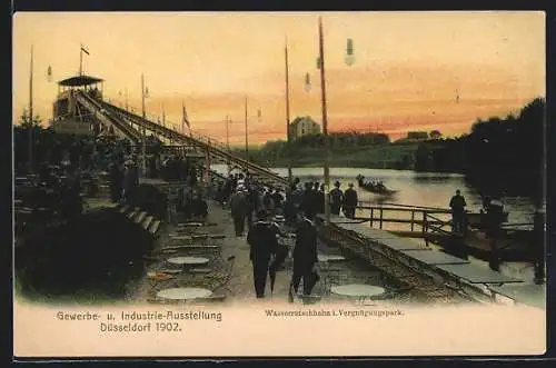 AK Düsseldorf, Gewerbe- und Industrie-Ausstellung 1902, Wasserrutschbahn im Vergnügungspark