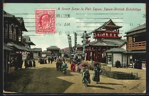 AK London, Japan-British Exhibition, a street scene in Fair Japan