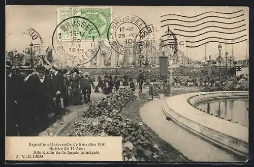 AK Bruxelles, Exposition Universelle 1910, Aile droite de la facade principale