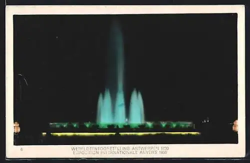 AK Antwerpen, Wereldtentoonstelling 1930, Yluminste Fountain
