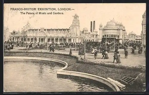 AK London, Franco-British Exhibition 1908, the Palace of Music and Gardens