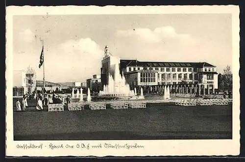 AK Düsseldorf, Reichsausstellung Schaffendes Volk, Haus der D.A.F. mit Wasserspielen