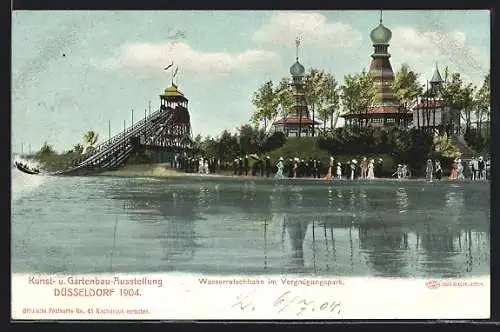 AK Düsseldorf, Kunst- und Gartenbau-Ausstellung 1904, Wasserrutschbahn im Vergnügungspark