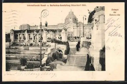 AK Düsseldorf, Internationale Kunst- und Gartenbau-Ausstellung 1904, Anlagen der Betonwerke