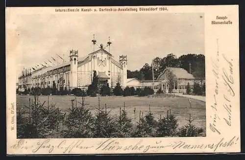 AK Düsseldorf, Internationale Kunst- und Gartenbau-Ausstellung 1904, Haupt-Blumenhalle