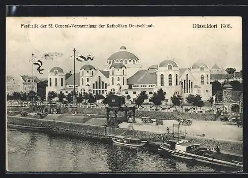AK Düsseldorf, Festhalle der 55. General-Versammlung der Katholiken Deutschlands 1908