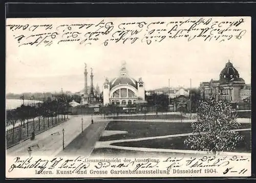 AK Düsseldorf, Intern. Kunst- und Grosse Gartenbau-Ausstellung 1904, Gesamtansicht der Ausstellung