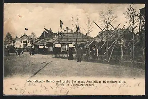 AK Düsseldorf, Internationale Kunst- und grosse Gartenbau-Ausstellung 1904, Partie im Vergnügungspark