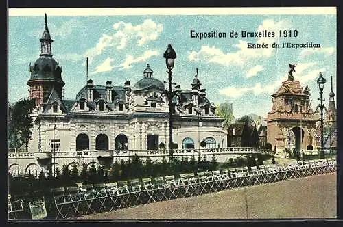 AK Bruxelles, Exposition 1910, Entrée de l`Exposition