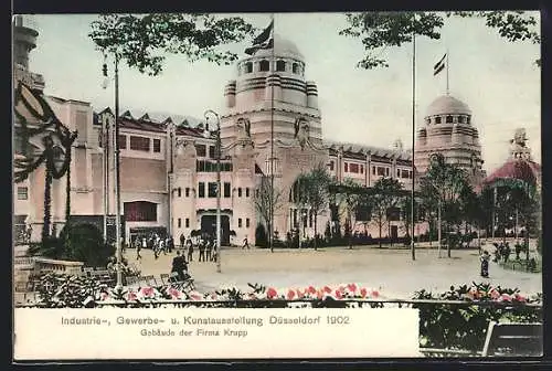 AK Düsseldorf, Industrie-, Gewerbe- und Kunst-Ausstellung 1902, Gebäude der Firma Krupp