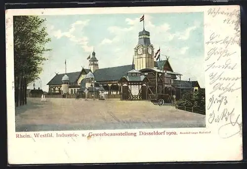 AK Düsseldorf, Rhein. Westfäl. Industrie- und Gewerbeausstellung 1902, Ausstellungs-Bahnhof