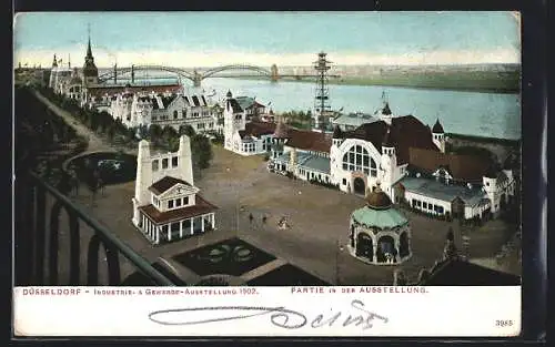 AK Düsseldorf, Industrie-und Gewerbe-Ausstellung 1902, Partie in der Ausstellung