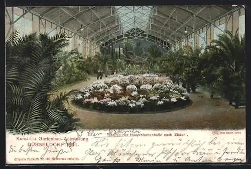 AK Düsseldorf, Kunst- und Gartenbau- Ausstellung 1904, Inneres der Hauptblumenhalle