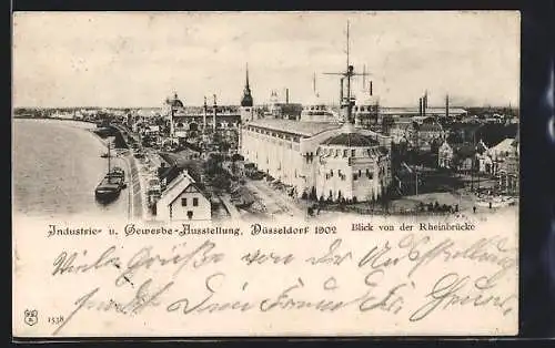 AK Düsseldorf, Industrie- und Gewerbe-Ausstellung 1902, Blick von der Rheinbrücke