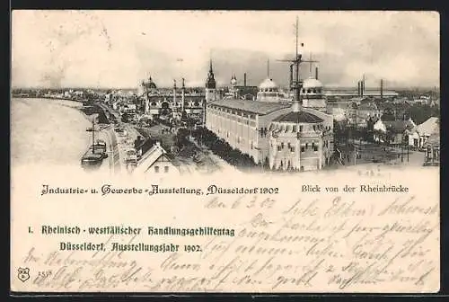 AK Düsseldorf, Industrie- und Gewerbe-Ausstellung 1902, Blick von der Rheinbrücke