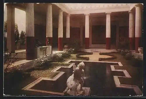 AK Essen, Gruga-Ausstellung 1929, Blick in den römischen Garten