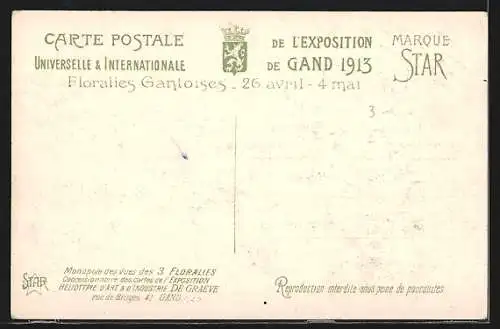 AK Gand, Universelle & Internationale Floralies 1913, Sträucher und Blumentöpfe