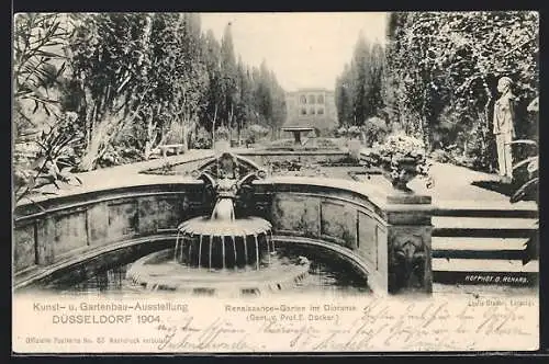 AK Düsseldorf, Kunst-u. Gartenbau-Ausstellung 1904, Renaissance-Garten im Diorama