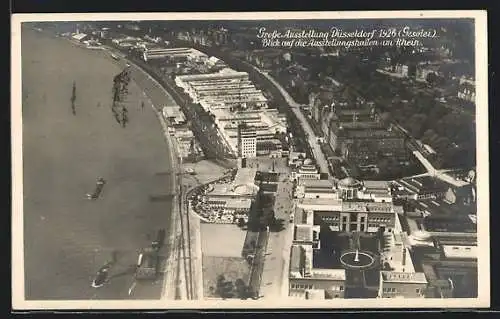 AK Düsseldorf, Grosse Ausstellung 1926, Blick auf die Austellungshallen am Rhein