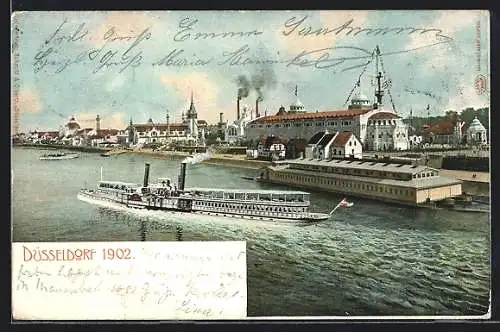 AK Düsseldorf, Dampfer bei der Industrie- und Gewerbe-Ausstellung 1902
