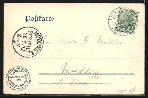 AK Düsseldorf, Dampfer bei der Industrie- und Gewerbe-Ausstellung 1902