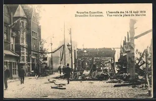 AK Bruxelles-Kermesse, Exposition 1910, Vue vers la place du Marche