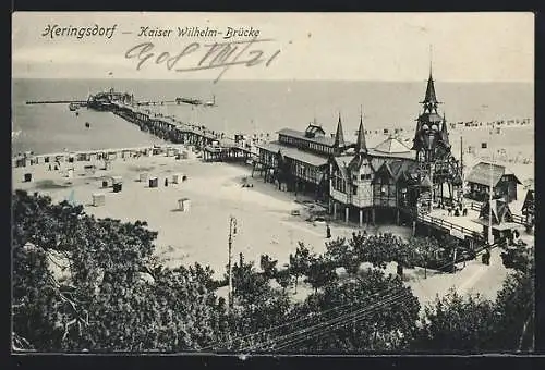 AK Heringsdorf / Ostseebad, Blick auf die Kaiser Wilhelm-Brücke