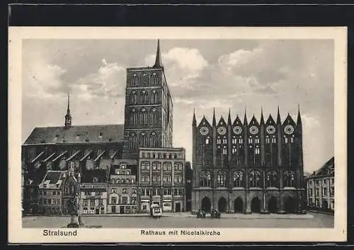 AK Stralsund, Rathaus mit Nicolaikirche