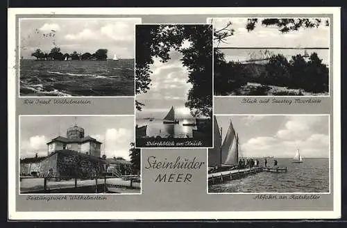 AK Mardorf /Steinhuder Meer, Durchblick am Knick, Festung Wilhelmstein