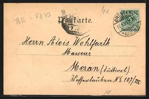 AK Dresden, Elbpartie am Dampfschiffslandeplatz und Strassenbahn