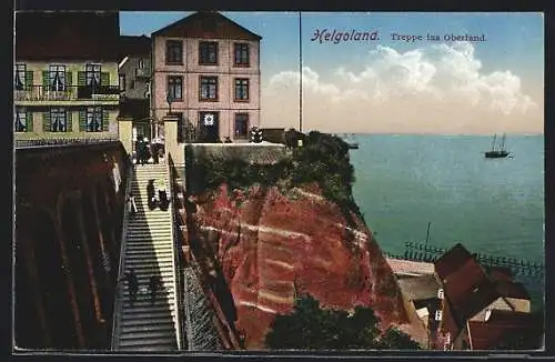 AK Helgoland, Treppe ins Oberland aus der Vogelschau