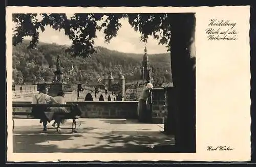 AK Heidelberg, Blick auf alte Neckarbrücke