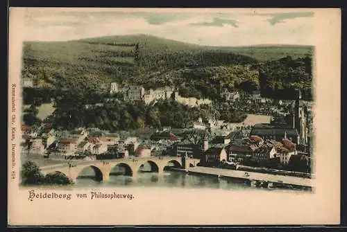 AK Heidelberg, Ortsansicht vom Philosophenweg aus