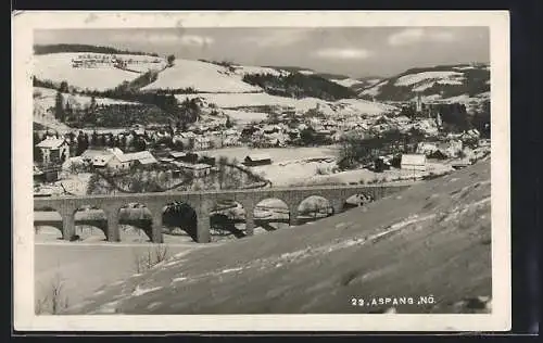 AK Aspang, Viadukt im Winter