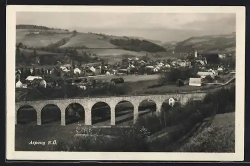 AK Aspang, Ortsansicht mit Viadukt