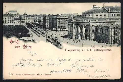 AK Wien I, Franzensring mit k. k. Hofburgtheater