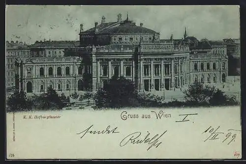 Mondschein-AK Wien I, Am K. K. Hofburgtheater