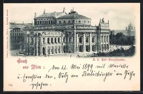 AK Wien I, Seitenansicht vom k. k. Hof-Burgtheater