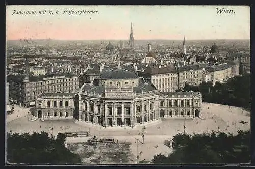 AK Wien I, Panorama mit k. k. Hofburgtheater