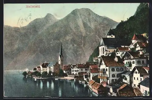 AK Hallstatt, Ortsansicht am Wasser
