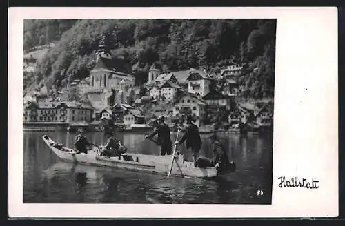 AK Hallstatt, Ruderer vor dem Ort