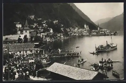 AK Hallstatt, Fronleichnam-Prozession am Hallstättersee