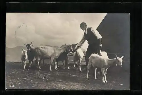 AK Bergbauer füttert seine Ziegen