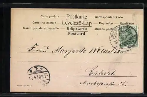 AK Klapperstorch mit Kleinkind in einem Vogelnest