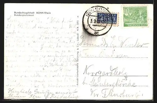 AK Bonn /Rhein, Bundesparlament mit Strasse