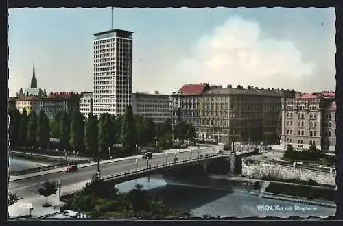 AK Wien, Kai mit Ringturm aus der Vogelschau